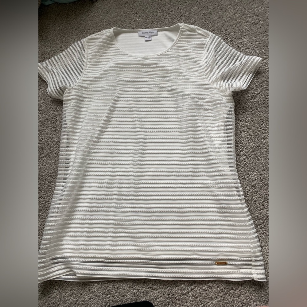 Calvin Kline white blouse striped